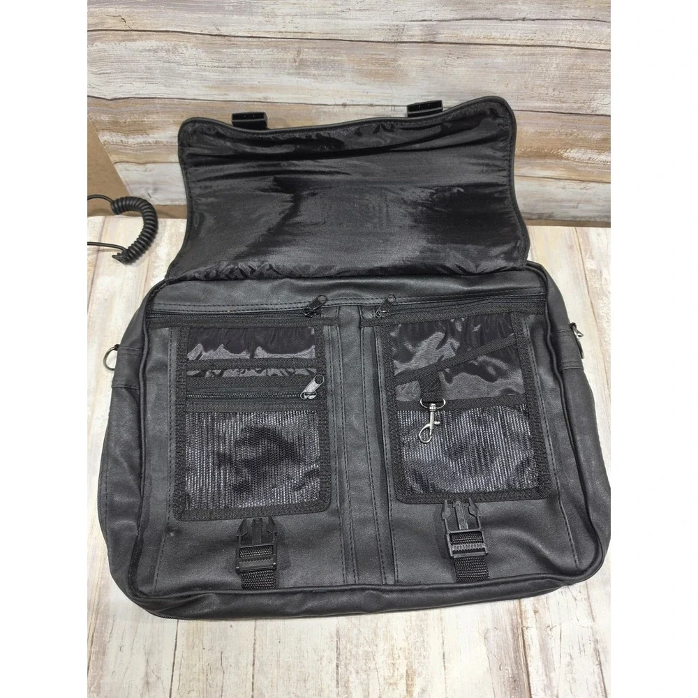 Ashten Black Faux Leather Laptop Messenger Bag Briefcase with Shoulder Strap
